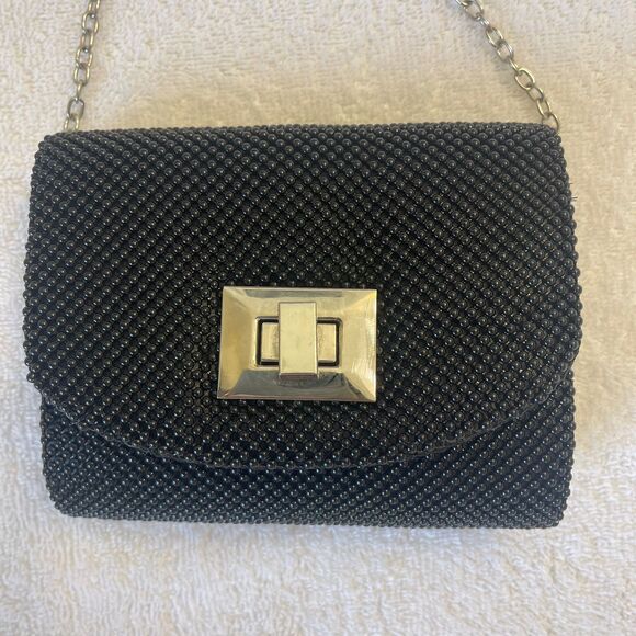 Vintage La Regale Women's Clutch Black Purse Beaded Crossbody Evening Bag - Picture 8 of 8